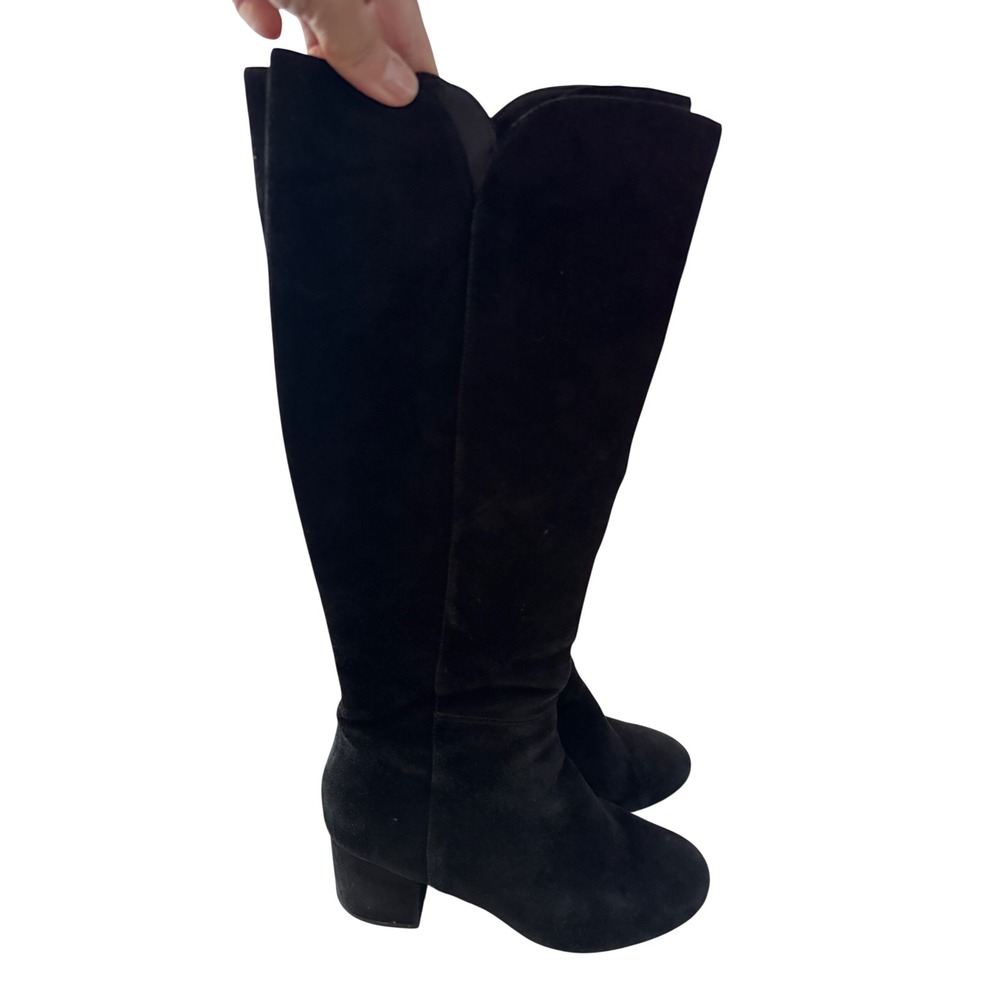 Cole Haan Women Black Suede Knee High Block Heel Boots Size 8B